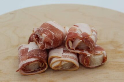 Frozen Bacon Wrapped Scallop Medallions – 10 Lbs. Case
